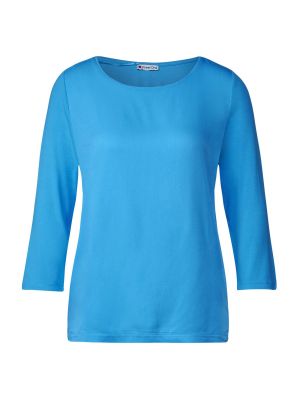 Jednofarebné viskózové priliehavé tričko Street One - modrá