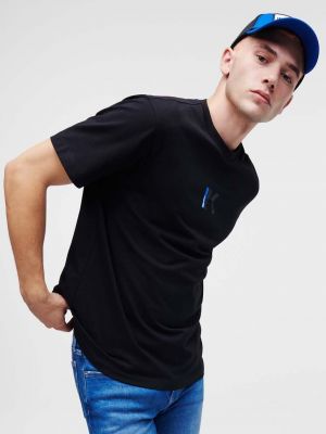 Памучна тениска с дълъг ръкав с принт Karl Lagerfeld Jeans черно