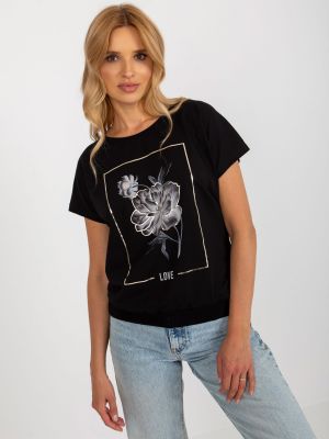 Raštuotas marškinėliai su užrašais Fashionhunters juoda