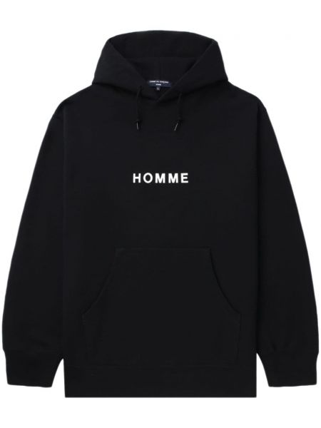 Kokvilnas kapučdžemperis ar apdruku Comme Des Garçons Homme melns