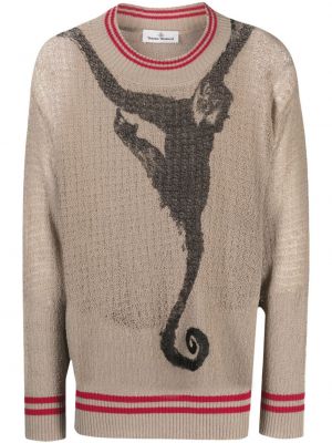 Vlněný svetr s oděrkami s potiskem Vivienne Westwood