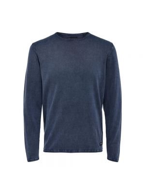 Sweter bawełniany Only & Sons niebieski