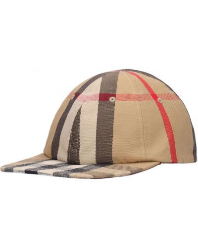 Двустранна карирана памучна шапка с козирки Burberry бежово