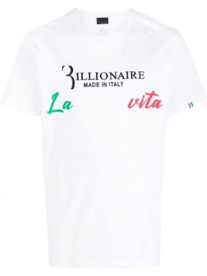 Тениска с принт Billionaire бяло