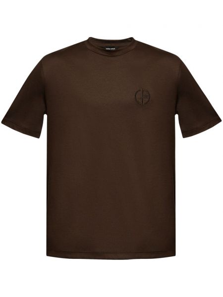 Broderet t-shirt Giorgio Armani brun