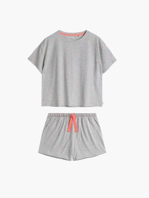 Pidžama s printom s uzorkom srca Atlantic siva