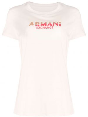 Tričko s potiskem Armani Exchange béžové