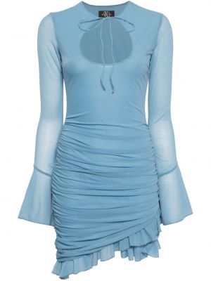 Mini obleka iz šifona De La Vali modra