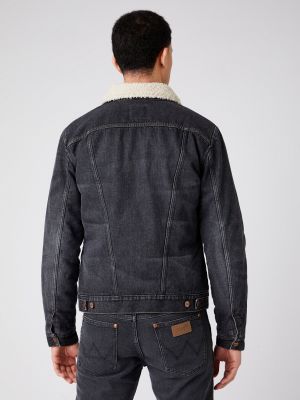Džínsová bunda s kožušinou Wrangler čierna
