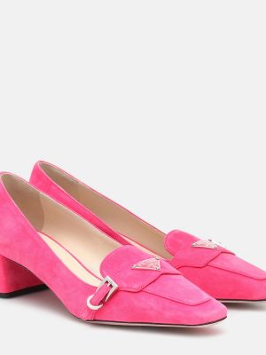 Pantofi loafer din piele de căprioară Prada roz
