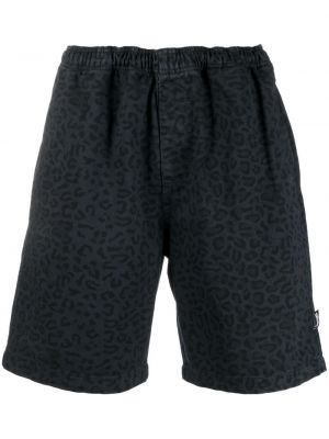 Leopard trykt bomull bermudashorts Stüssy blå