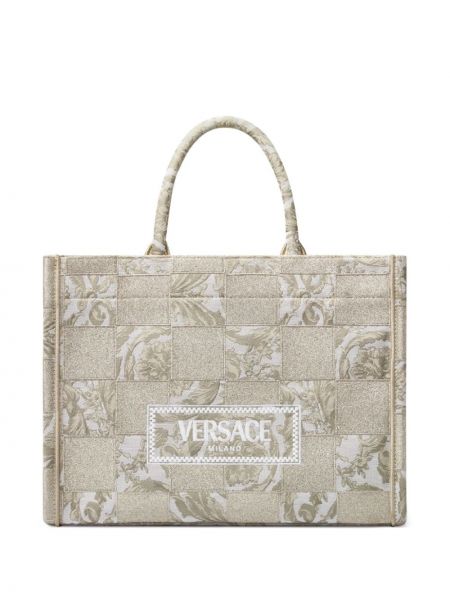 Τσάντα shopper ζακάρ Versace μπεζ