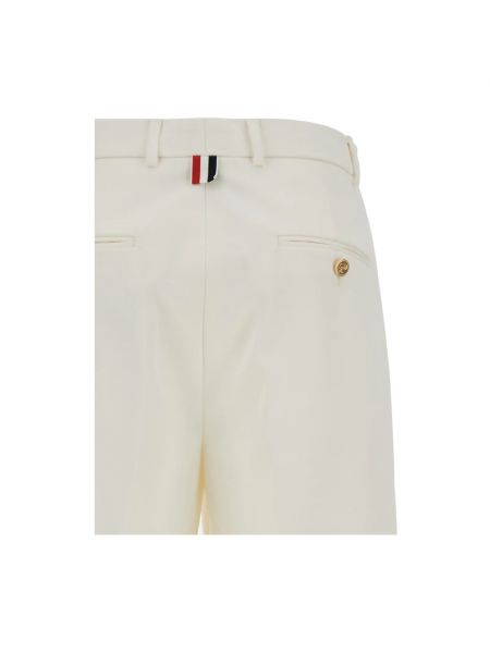 Pantalones de algodón plisados Thom Browne blanco
