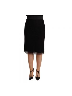 Czarna spódnica midi z wysoką talią koronkowa Dolce & Gabbana Pre-owned