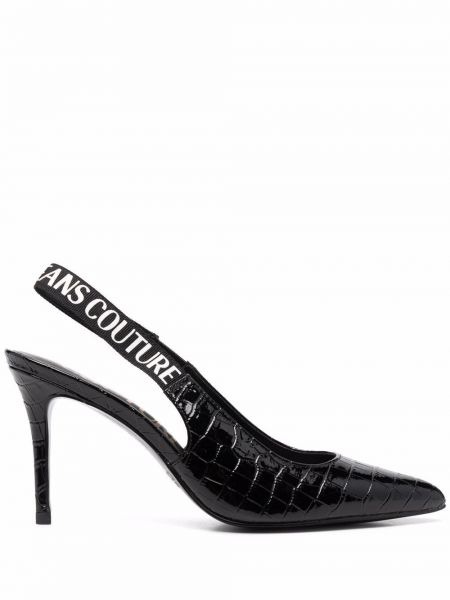 Pantofi cu toc slingback Versace Jeans Couture negru