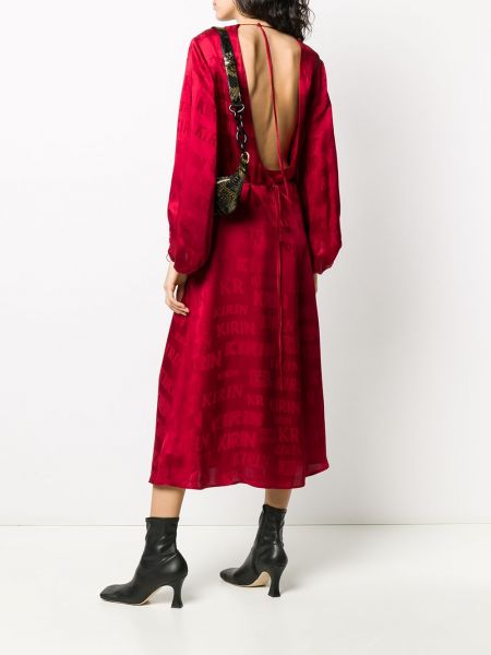 Saténové šaty s potiskem Kirin červené