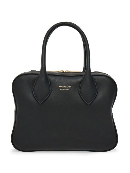 Hviezdna kožená nákupná taška Ferragamo čierna