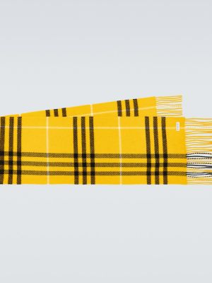 Kostkovaný kašmírový vlněný šál Burberry žlutý