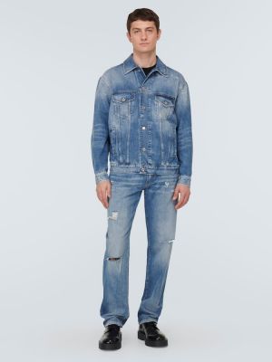 Obnosené džínsy s rovným strihom Dolce&gabbana modrá