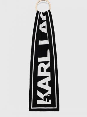 Вълнен шал с принт Karl Lagerfeld черно