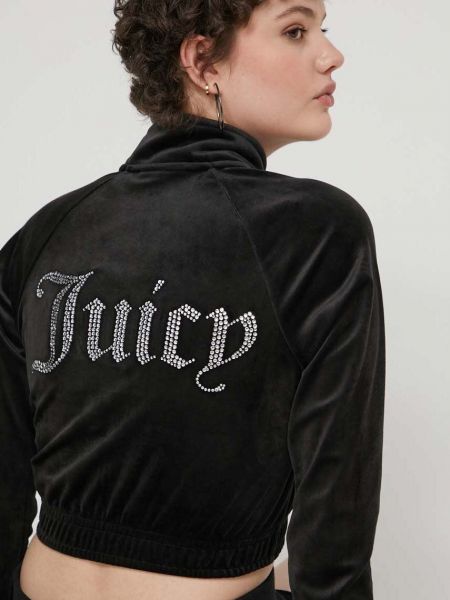 Velúr slim fit pulóver Juicy Couture fekete