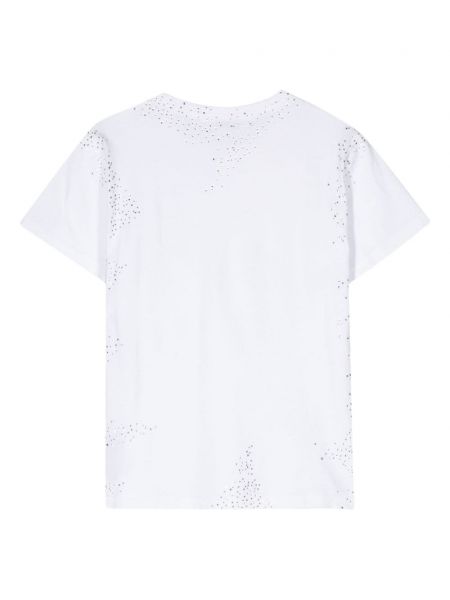T-shirt aus baumwoll mit kristallen Haikure weiß