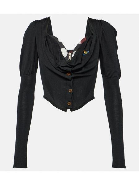 Hedvábný vlněný top Vivienne Westwood černý