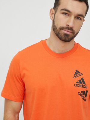 Тениска с дълъг ръкав с принт Adidas оранжево