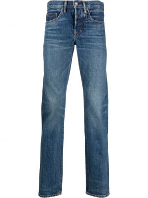 Jeansy skinny z niską talią slim fit Tom Ford niebieskie
