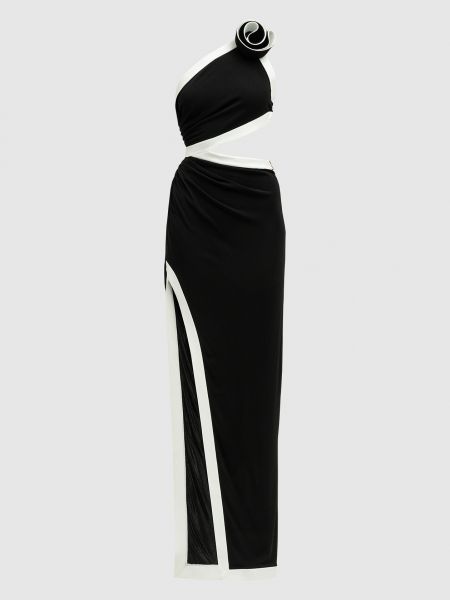 Асимметричное платье с аппликацией Balmain черное