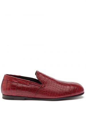Kožne papuče sa okruglim vrhom Dolce & Gabbana crvena