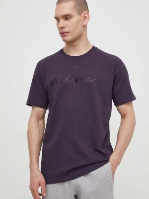 Памучна тениска с дълъг ръкав Adidas Originals виолетово