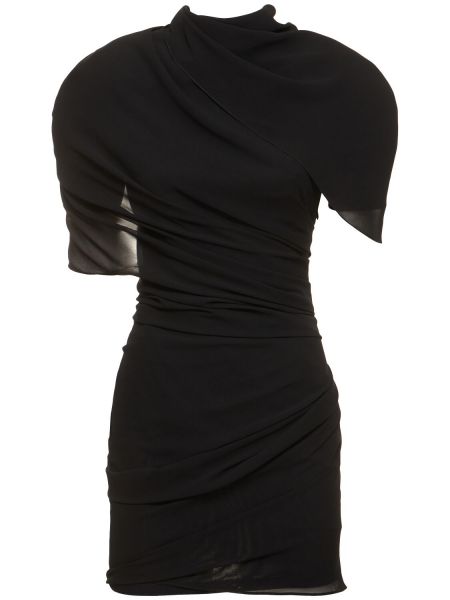 Drapované saténové šaty Jacquemus černé