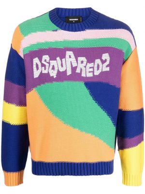 Памучен пуловер Dsquared2 зелено