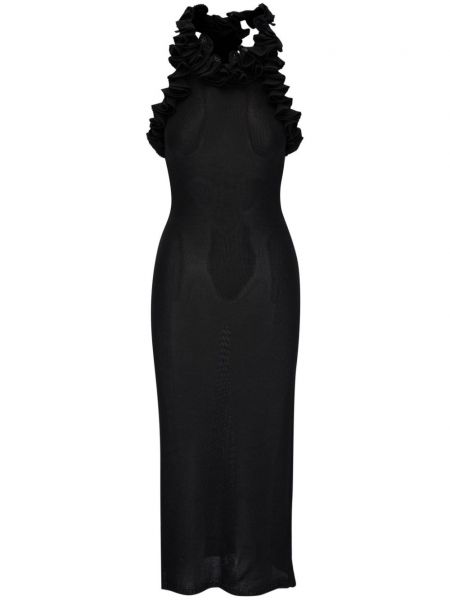 Pletené šaty s volánmi Zimmermann čierna