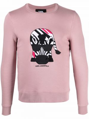 Sebra-trykk brodert sweatshirt Karl Lagerfeld rosa