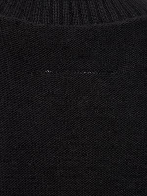 Bombažni obrabljen volneni pulover Mm6 Maison Margiela črna
