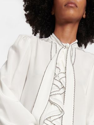 Копринена блуза с волани Dorothee Schumacher бяло