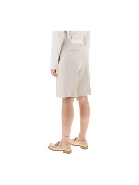 Pantalones cortos de cintura alta de lino Agnona beige