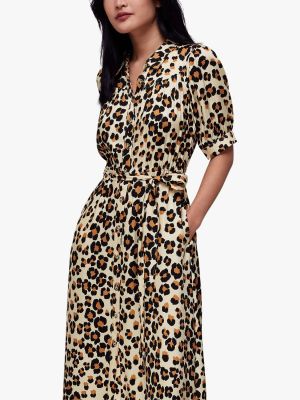Леопардовый платье миди с принтом Whistles коричневый