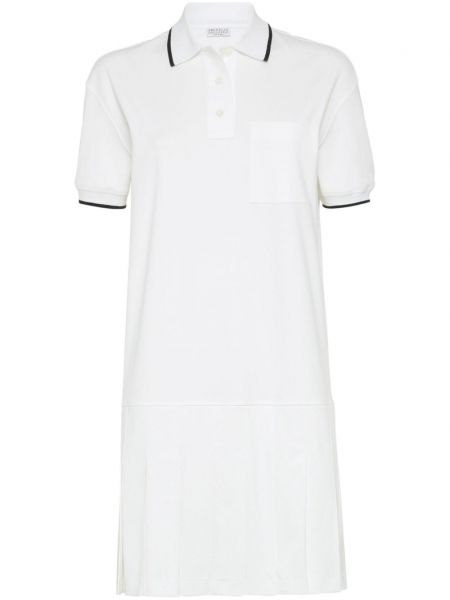Pruhované bavlněné šaty Brunello Cucinelli bílé