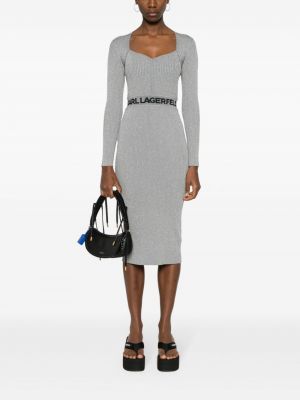Midi šaty Karl Lagerfeld šedé