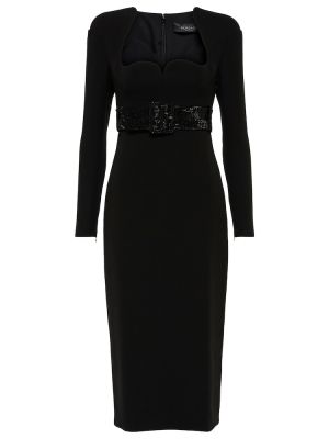 Křišťálové hedvábné midi šaty Versace černé