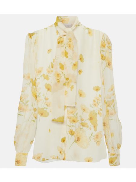 Блуза из шелкового жоржета с принтом Giambattista Valli белый