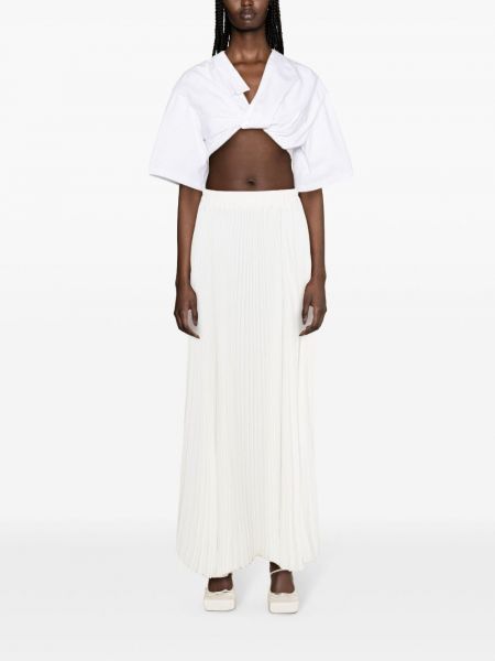 Plisované midi sukně Styland bílé