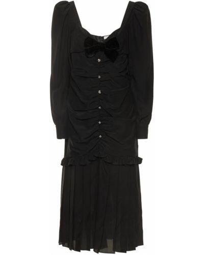 Krepové vlněné midi šaty s mašlí Alessandra Rich černé