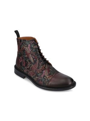 Кожаные атласные ботинки в цветочек Taft черные