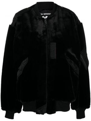 Bomber jakna od velura s patentnim zatvaračem Junya Watanabe crna