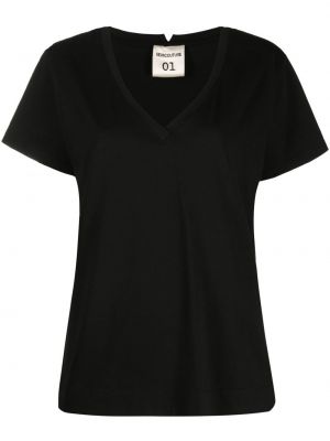 Camiseta con escote v Semicouture negro