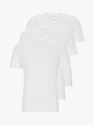 Хлопковая футболка с v-образным вырезом Hugo Boss белая